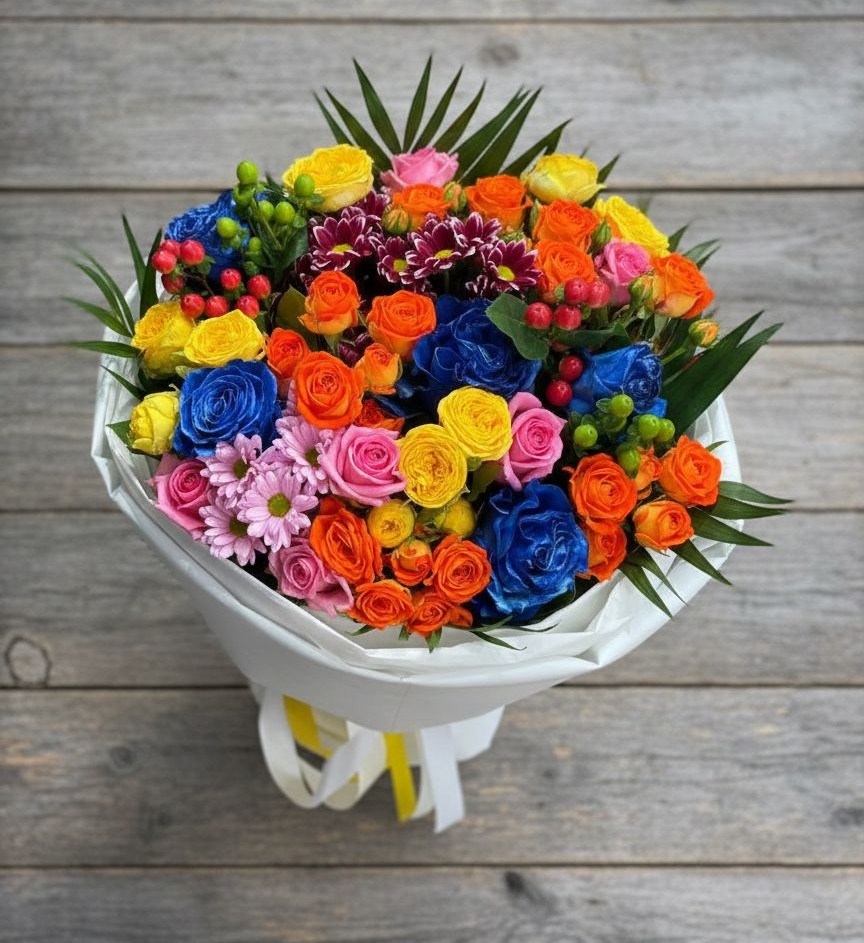 Букет цветов из: Розы и Хризантемы в Ленинском Ставропольского края