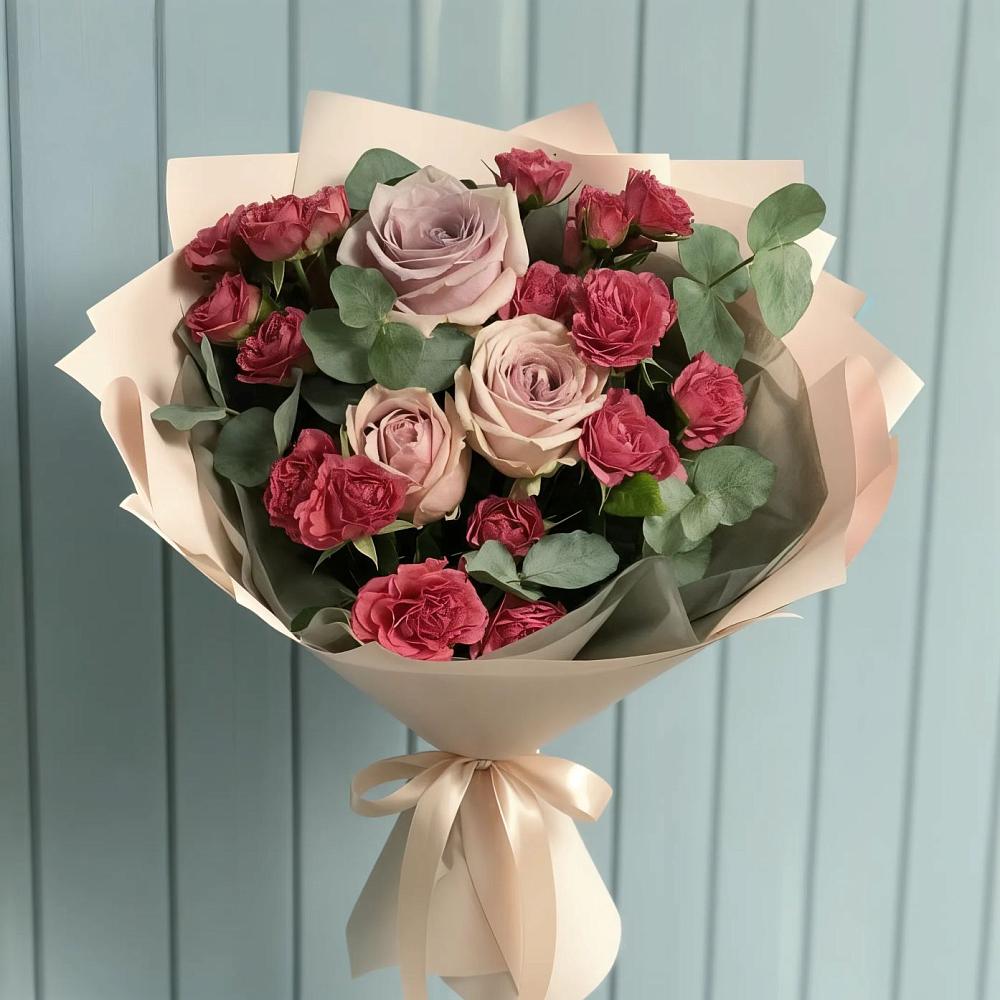 Букет цветов из: Гвоздики и Розы в Ленинском Ставропольского края