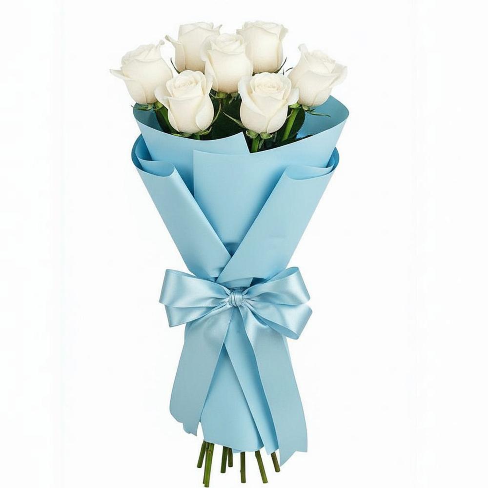 Букет 7 белых роз Проуд в Ленинском Ставропольского края