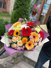Букет цветов из:  Герберы, Ромашки, Хризантемы, Розы и Подсолнухи #REPLACE_PRED# Ленинском Ставропольского края