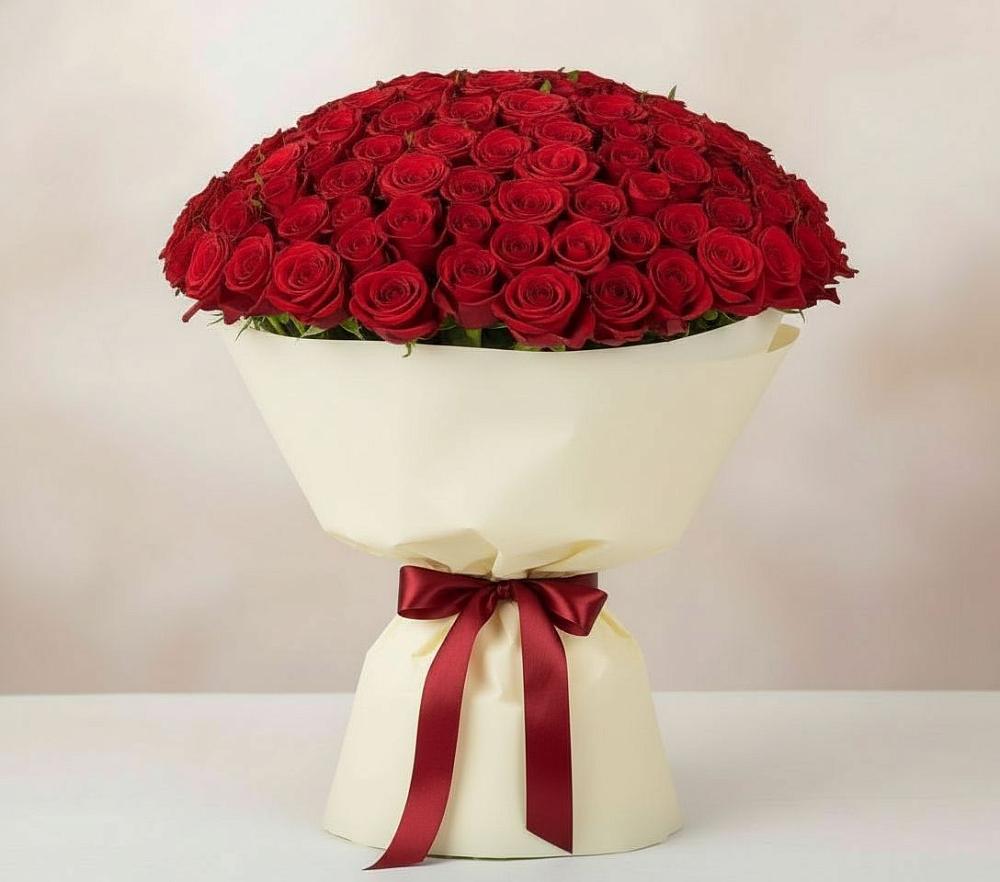 Букет 101 Красная роза Милано в Ленинском Ставропольского края