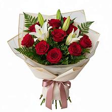 Букет цветов из:  Лилии и Розы в Ленинском Ставропольского края