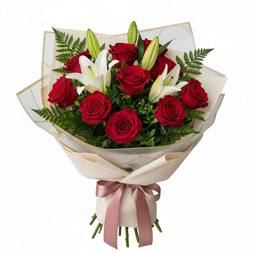 Букет цветов из: Лилии и Розы в Ленинском Ставропольского края