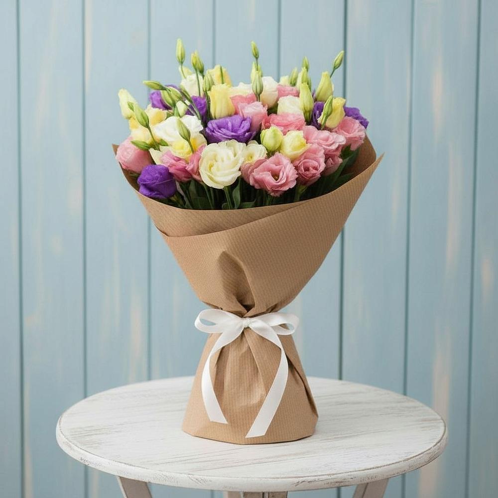 Букет цветов из: Лизиантусы в Ленинском Ставропольского края