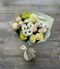 Букет цветов из:  Альстромерии, Розы и Хризантемы в Ленинском Ставропольского края