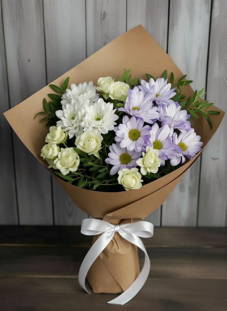 Букет цветов из: Хризантемы и Розы в Ленинском Ставропольского края